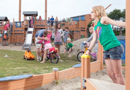 Gezin in de speeltuin